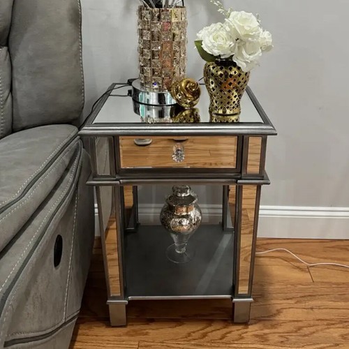 Mirrored nightstand end table - nightstand,