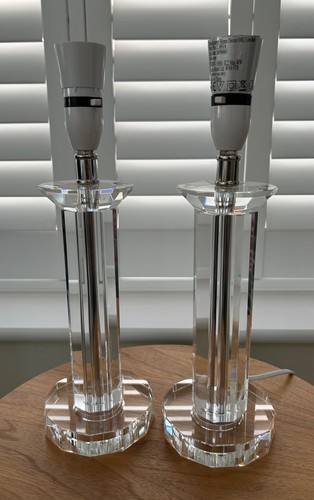 Pair heavy faceted glass - of,