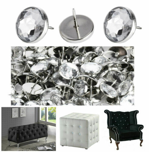 Diamante buttons crystal glass - crystal,