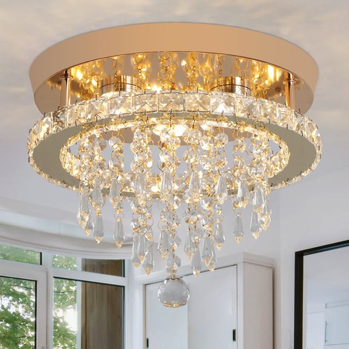Crystal led ceiling - light, gold